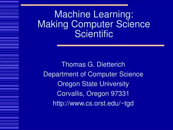 machine learning making computer science scientific