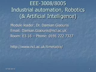 EEE-3008/8005 Industrial automation, Robotics (&amp; Artificial Intelligence)