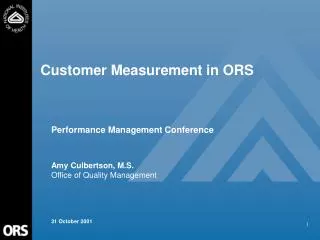Customer Measurement in ORS