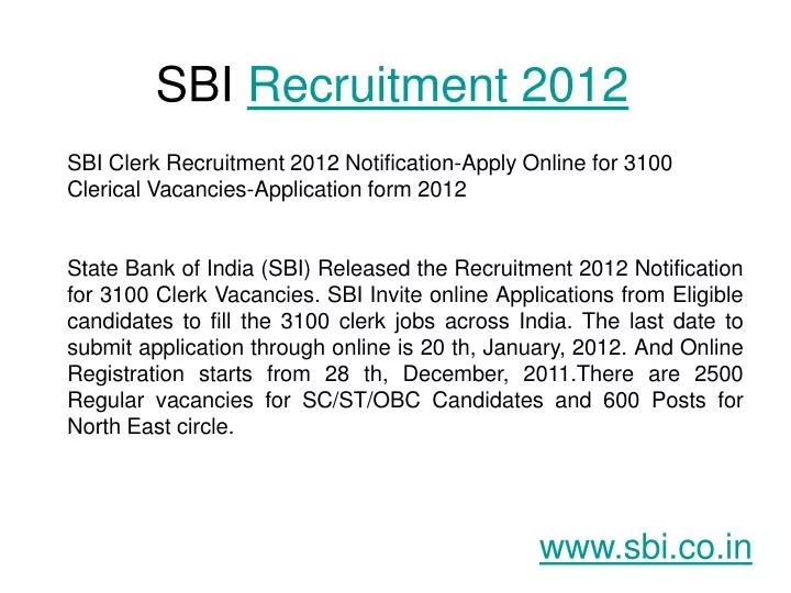 sbi recruitment 2012