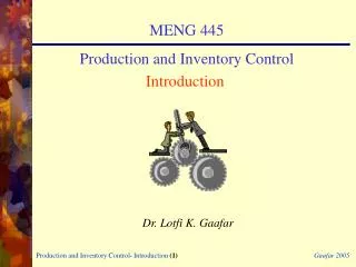 MENG 445 Production and Inventory Control