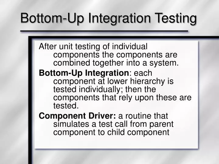 bottom up integration testing
