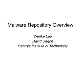 Malware Repository Overview