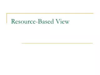 Resource-Based View
