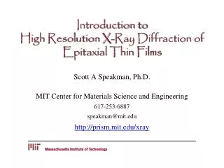 Introduction to High Resolution X-Ray Diffraction of Epitaxial Thin Films