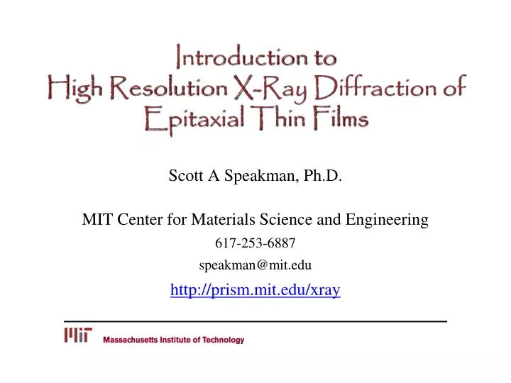 introduction to high resolution x ray diffraction of epitaxial thin films