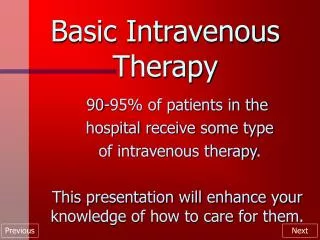 Basic Intravenous Therapy