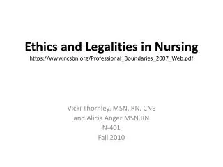 Ethics and Legalities in Nursing https://ncsbn/Professional_Boundaries_2007_Web.pdf