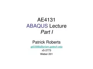 AE4131 ABAQUS Lecture Part I