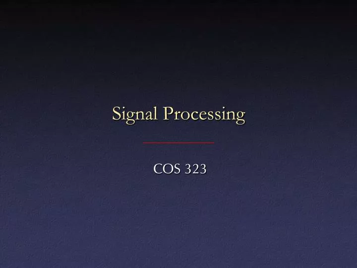 signal processing