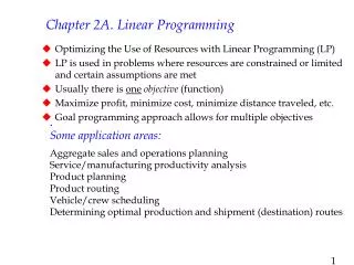 Chapter 2A. Linear Programming