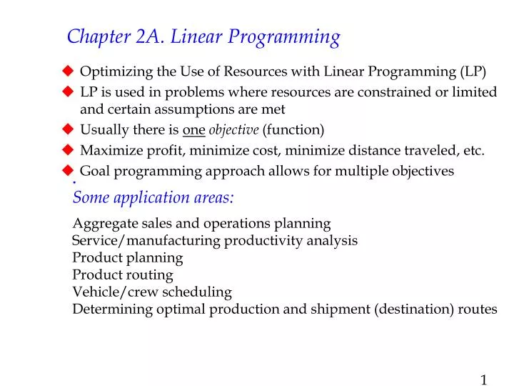 chapter 2a linear programming