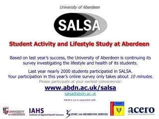 University of Aberdeen Student Activity and Lifestyle Study at Aberdeen