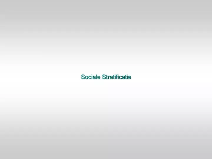 sociale stratificatie