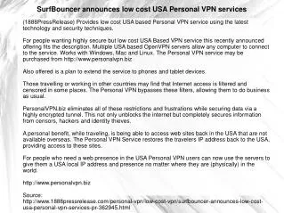 SurfBouncer announces low cost USA Personal VPN services