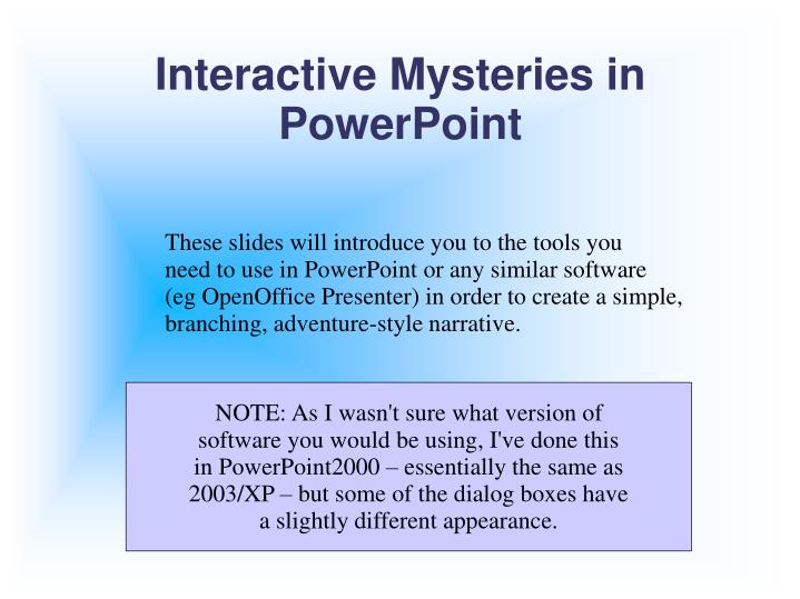 interactive mysteries in powerpoint