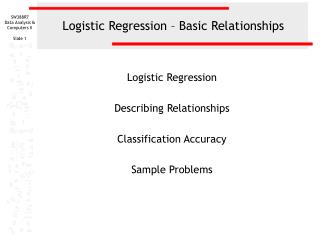 Logistic Regression – Basic Relationships