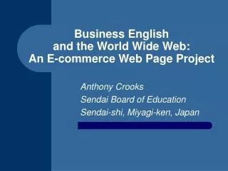 Business English and the World Wide Web: An E-commerce Web Page Project