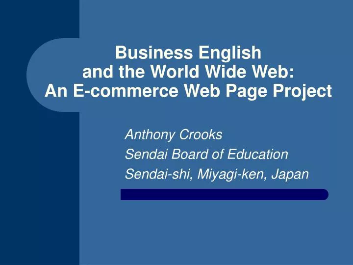 business english and the world wide web an e commerce web page project