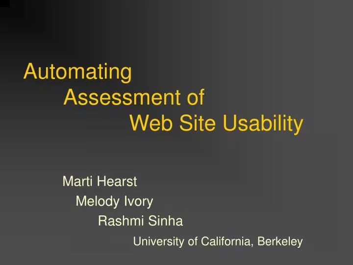 automating assessment of web site usability