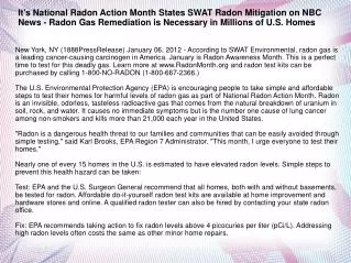 It's National Radon Action Month States SWAT Radon Mitigatio