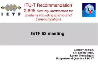 ITU-T Recommendation X.805 Security Architecture for Systems Providing End-to-End Communications