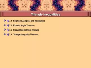 Triangle Inequalities