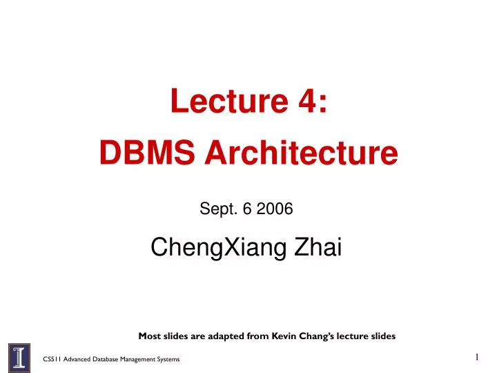 lecture 4 dbms architecture