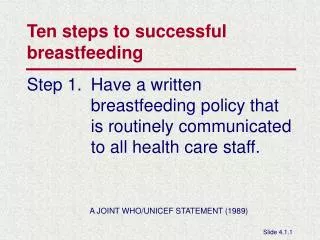 Ten steps to successful breastfeeding