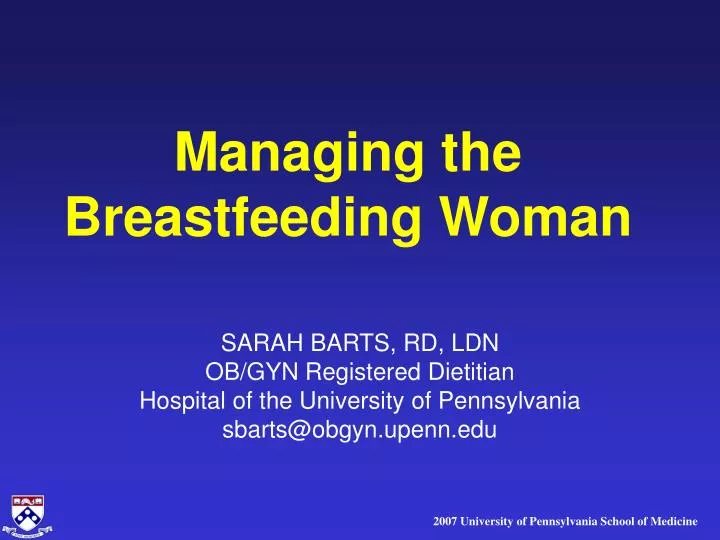 managing the breastfeeding woman