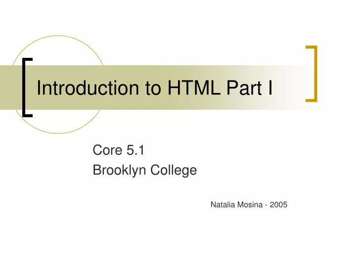 introduction to html part i