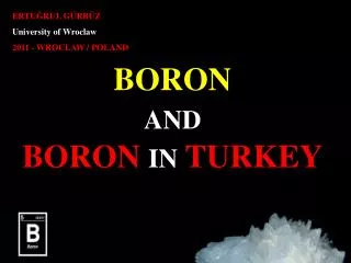 BORON AND BORON IN TURKEY