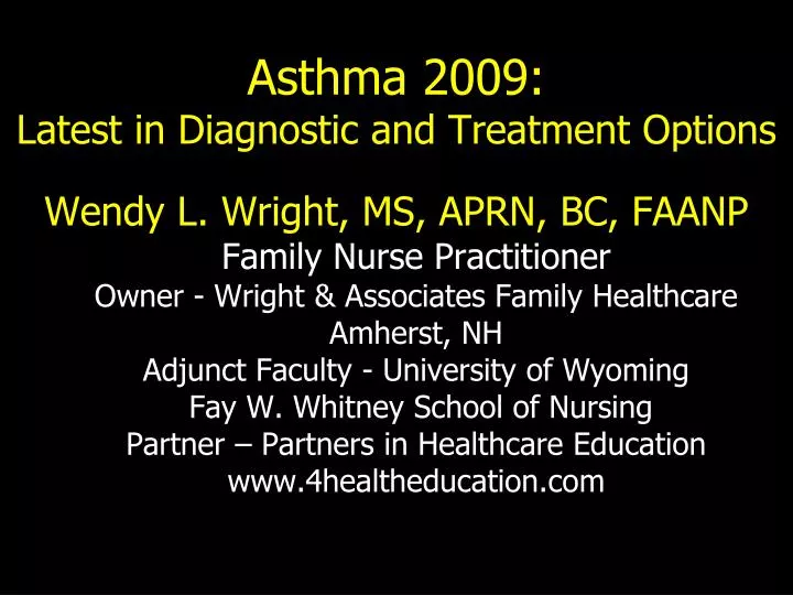 asthma 2009 latest in diagnostic and treatment options