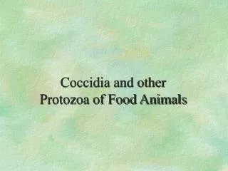 Coccidia and other Protozoa of Food Animals