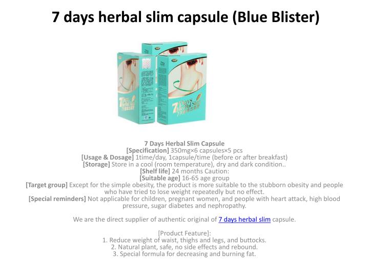 7 days herbal slim capsule blue blister