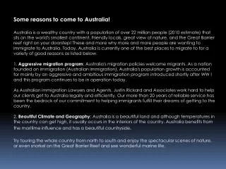 Some reasons to come to Australia