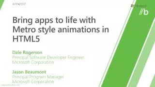 Bring apps to life with Metro style animations in HTML5