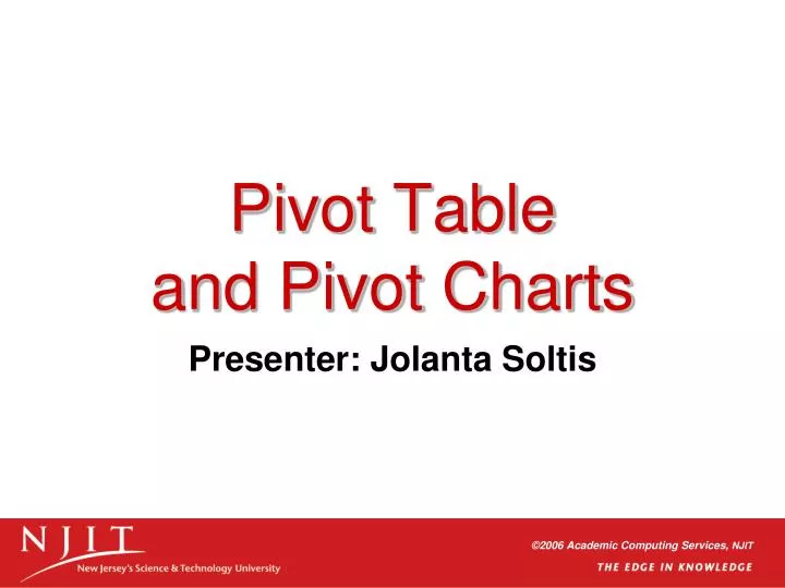 pivot table and pivot charts