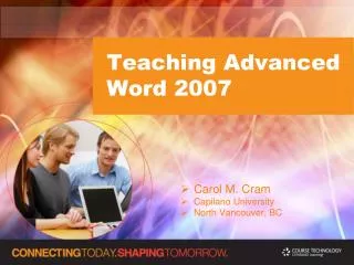 Teaching Advanced Word 2007