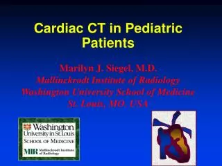 Cardiac CT in Pediatric Patients