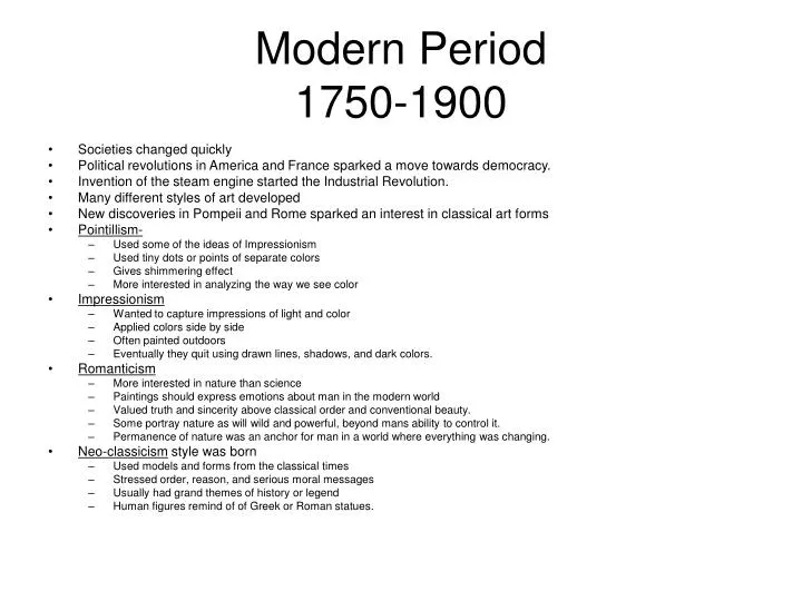 modern period 1750 1900