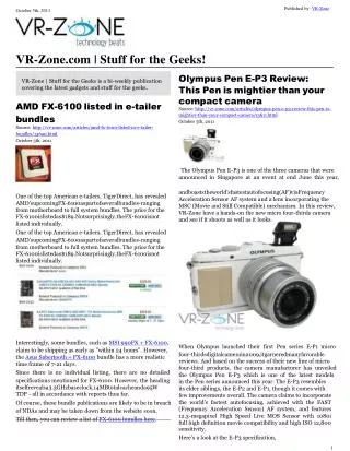 VR-Zone Tech News for the Geeks Oct 2011 Issue