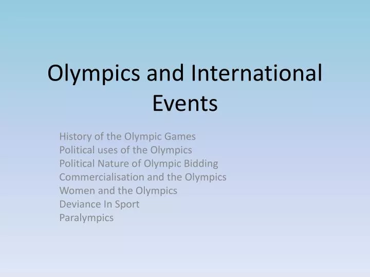 olympics and international events