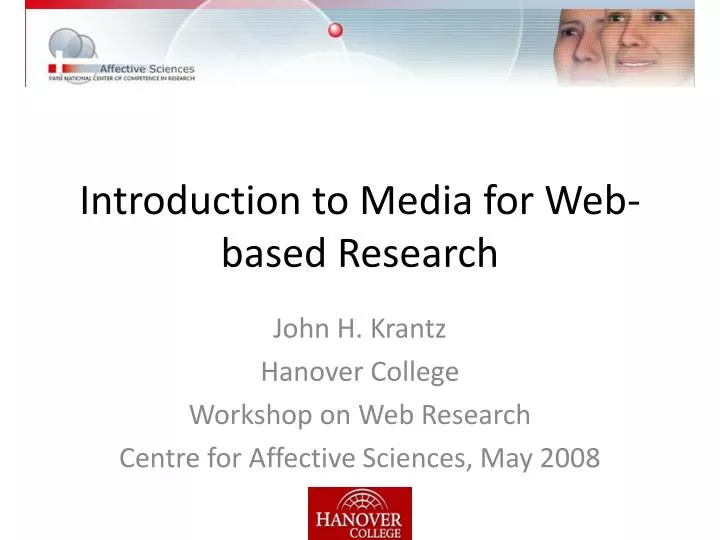 introduction to media for web based research