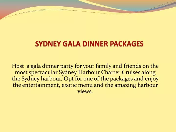 sydney gala dinner packages