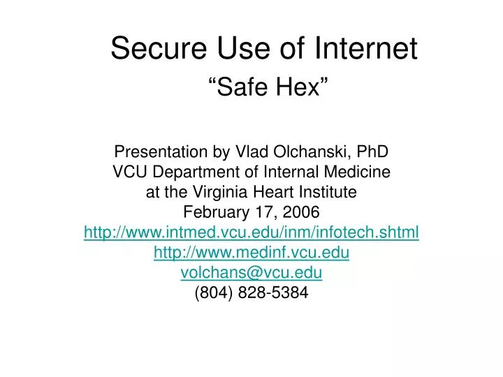 secure use of internet safe hex