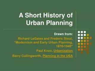 A Short History of Urban Planning