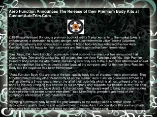 Aero Function Announces The Release of their Premium Body Ki