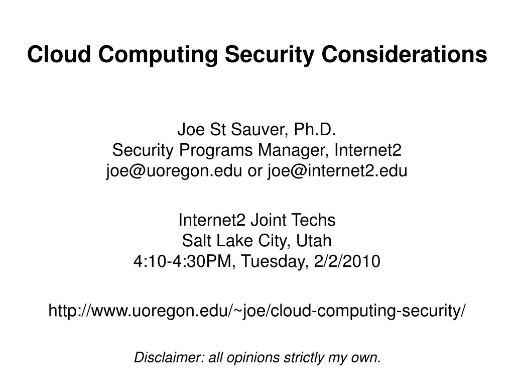 PPT - Key Security Considerations for Cloud Computing in a Rapidly ...