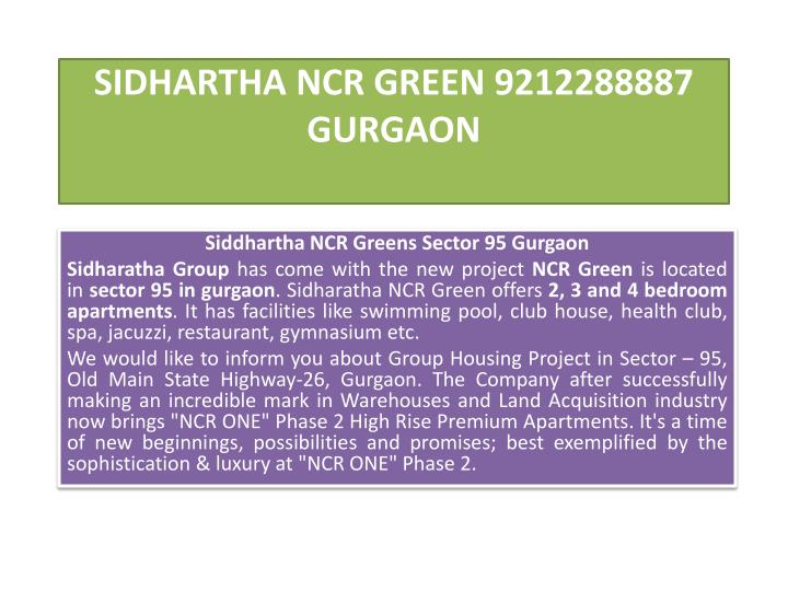 sidhartha ncr green 9212288887 gurgaon
